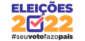 Logo das Eleições 2022 com a hashtag seu voto faz o país